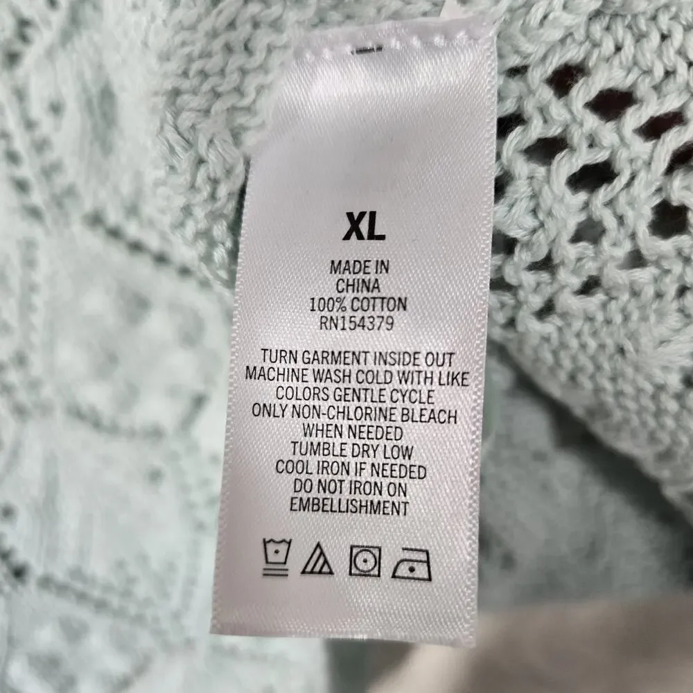 Aéropostale Crochet Tank XL Aqua Knit Cami Button Front Coquette Soft Girl - Picture 9 of 12